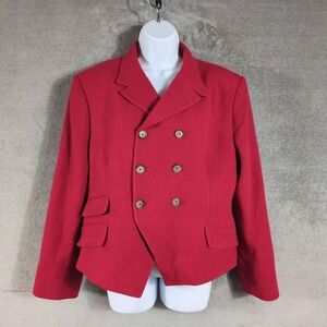Polo Ralph Lauren Womens Red Size 16 Wool Blazer Jacket Double Breasted